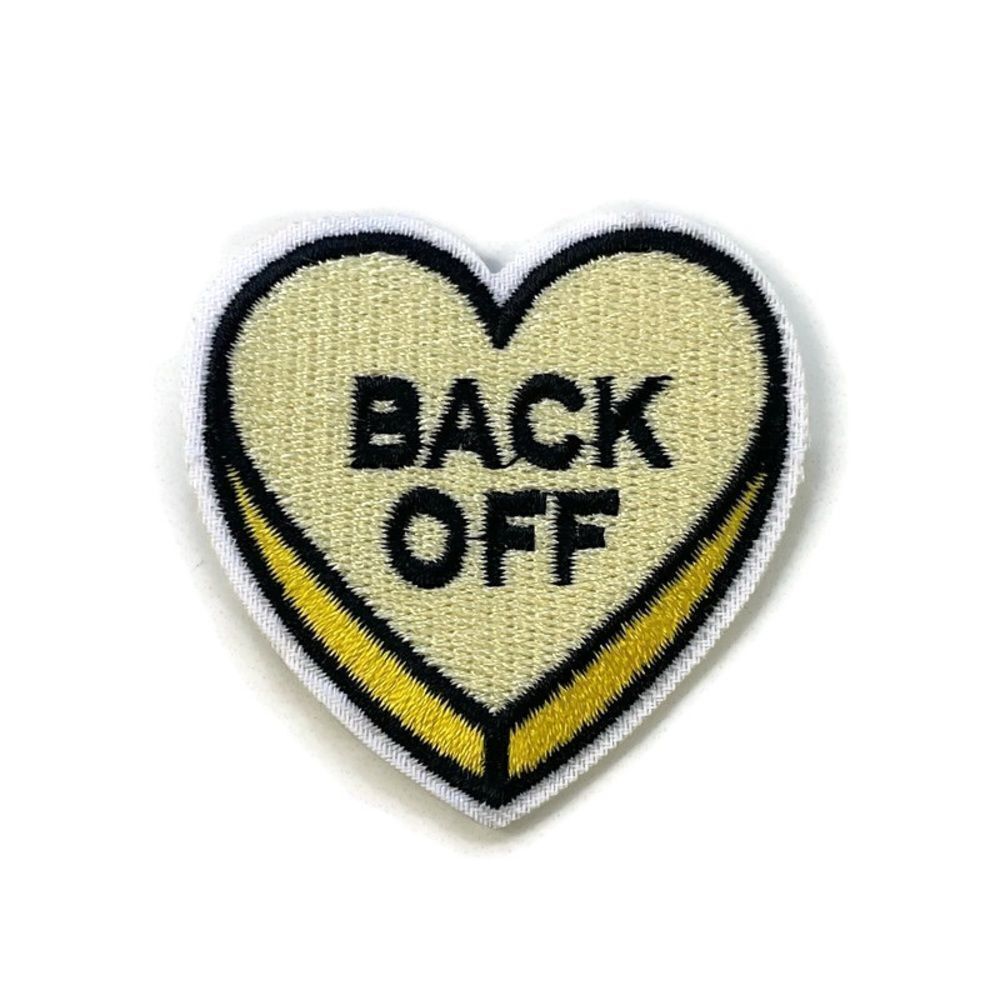 Back Off Yellow Heart Embroidered Patch